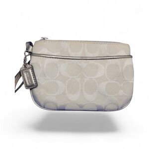 Coach NWOT Y2K Signature Wristlet - white/silver color & silver hardware‎